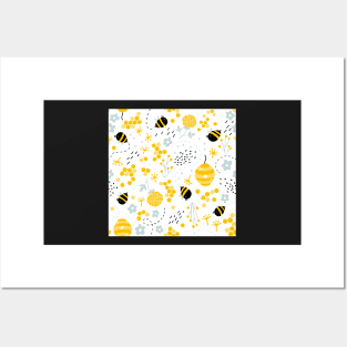 Bees Cute Happy honeybees Posters and Art